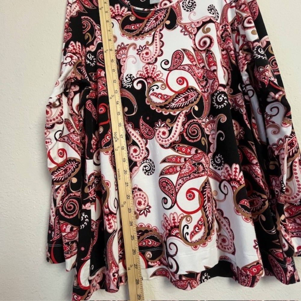 Chico's Paisley‎ Print Long Sleeve Top Sz 3 (XL) Artsy Elegant Casual Boho - Picture 8 of 10